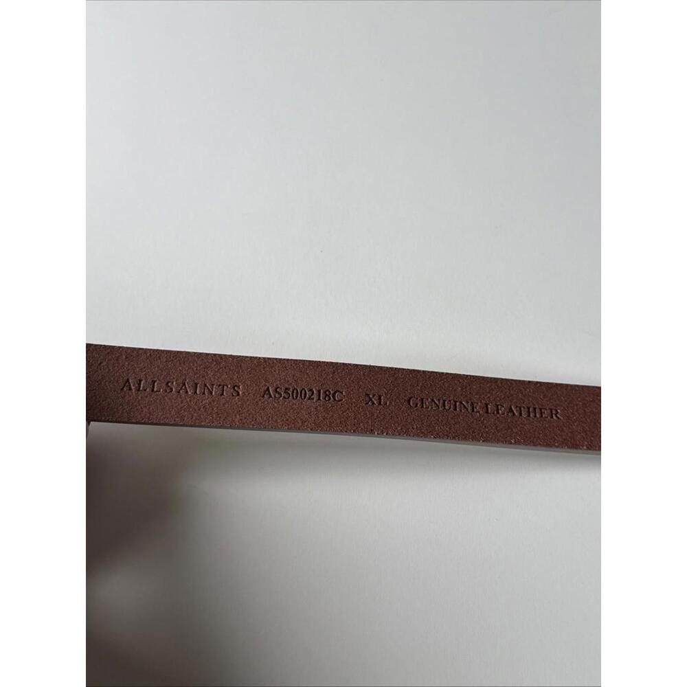ALLSAINTS New Luna Metallic Leather Silver Western Skinny Womens Belt Size XL - Picture 10 of 11